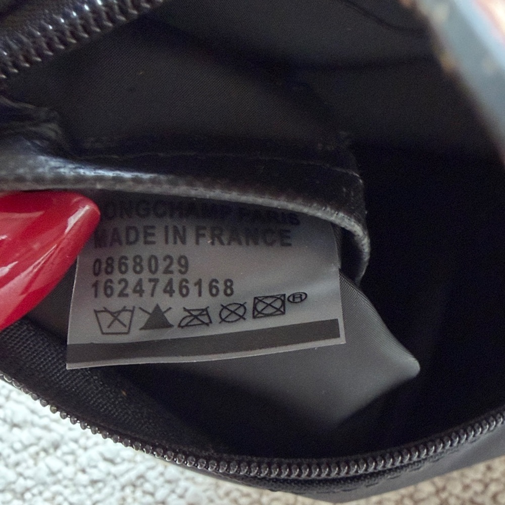 Longchamp Mini Le Pliage  in Black with Brown Trim - Picture 7 of 8